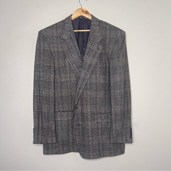 Guy Laroche Vintage 100% Silk Plaid Blazer 46 L - Picture 2 of 9
